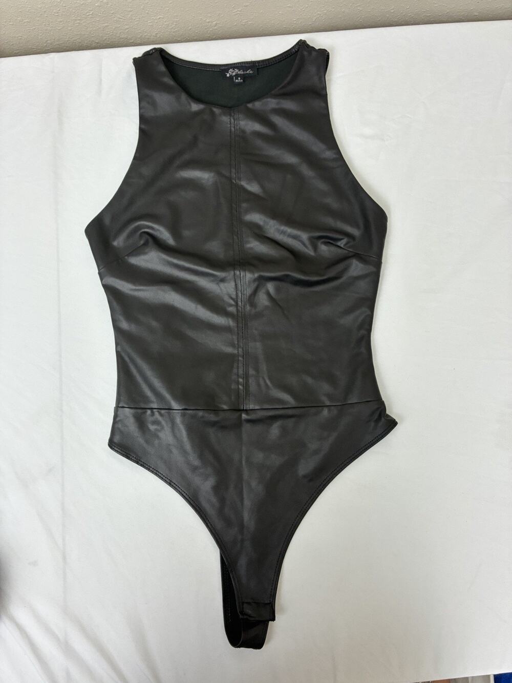 Blashe Faux Leather Black Bodysuit - Small